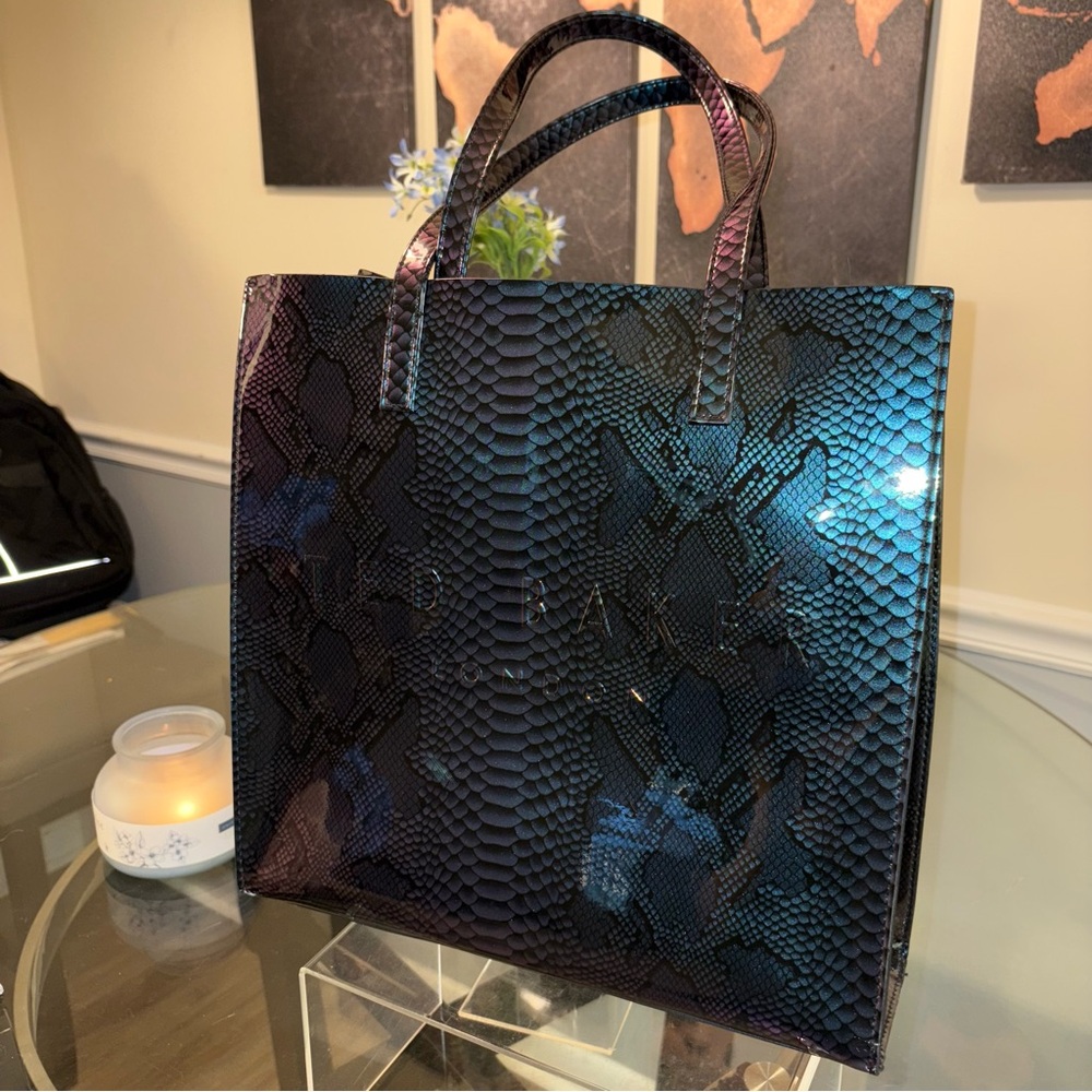 Ted Baker London Iridescent Blue Snake Print Tote